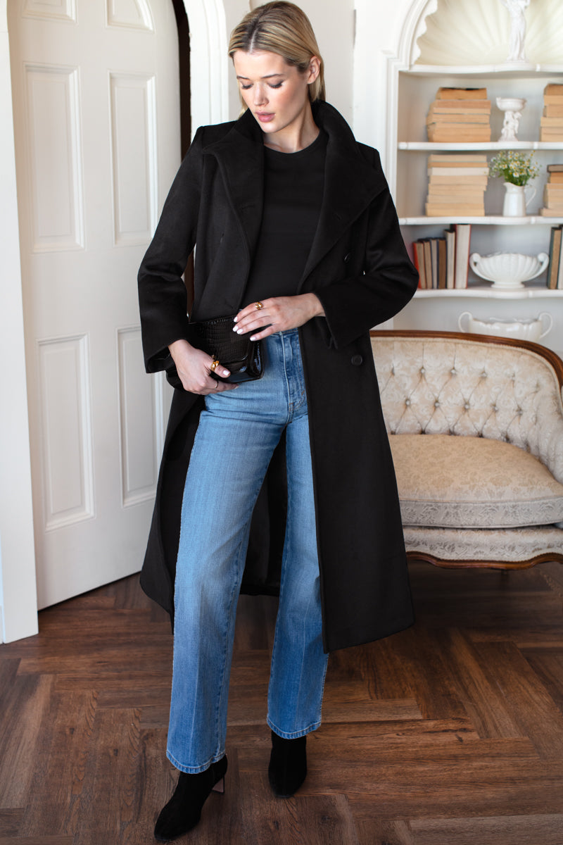 Double Button Coat - Black