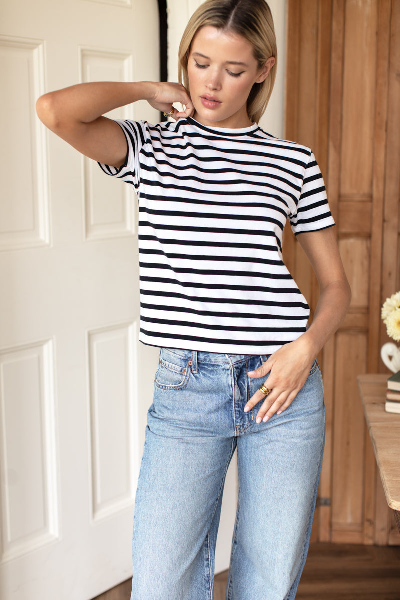 Essential T Shirt - Classic Stripe Black + White