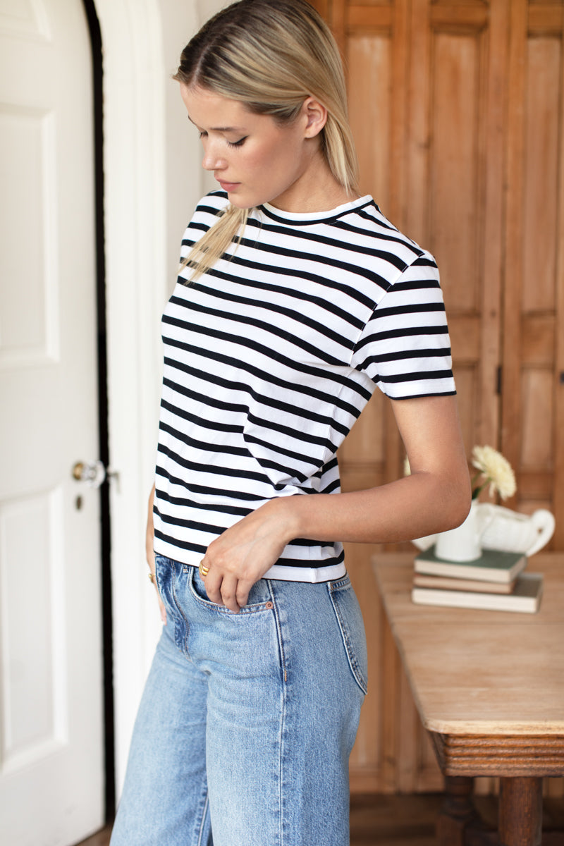 Essential T Shirt - Classic Stripe Black + White