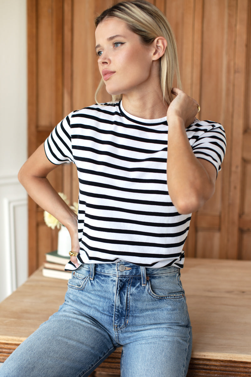 Essential T Shirt - Classic Stripe Black + White