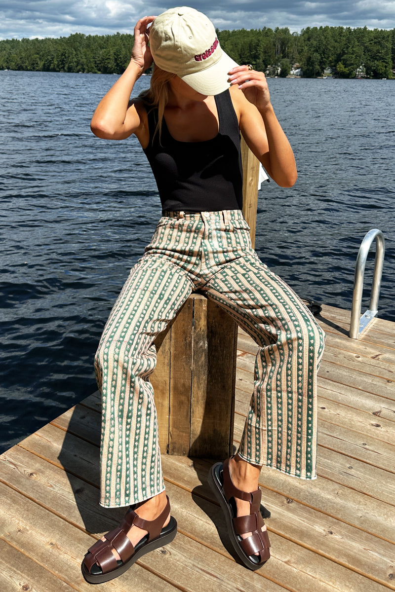 Everyday Pant - Vintage Floral Stripe Pine