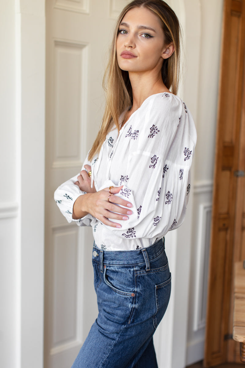 Folk Top - Black Sprig Organic