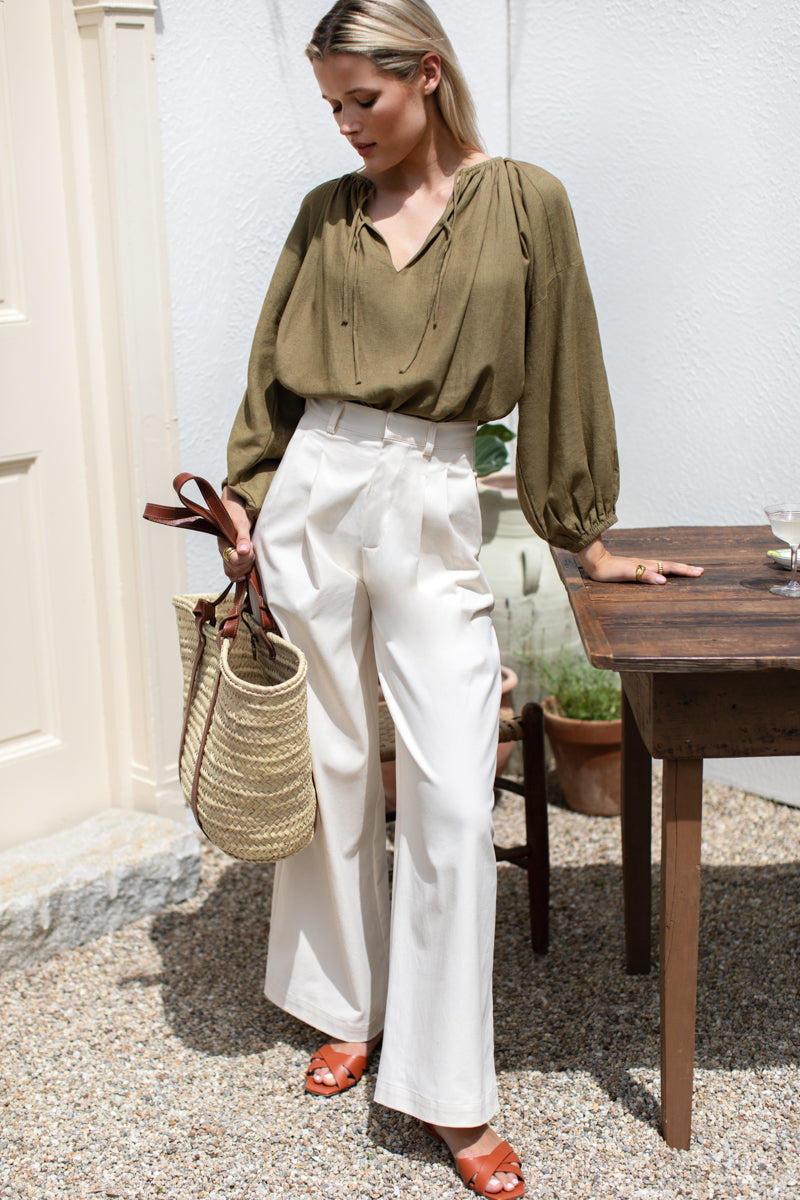 Folk Top - Gothic Olive Linen