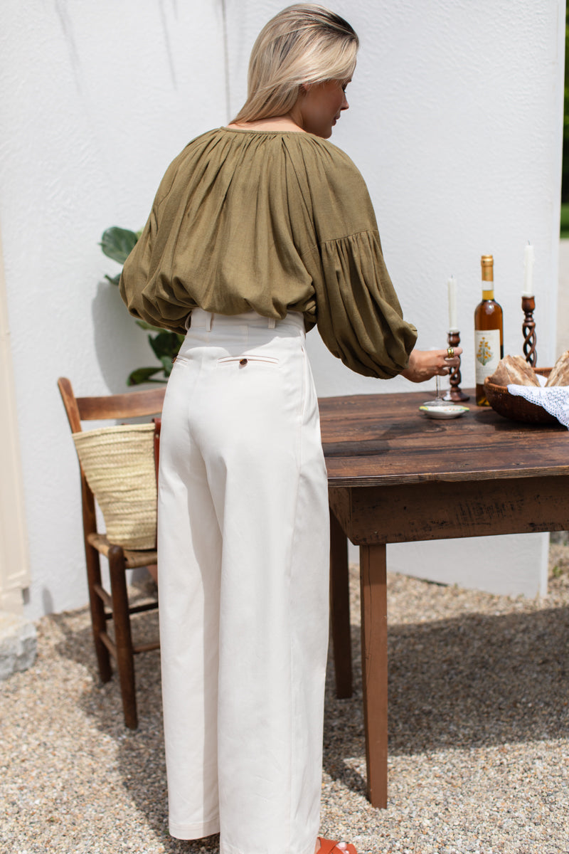 Folk Top - Gothic Olive Linen