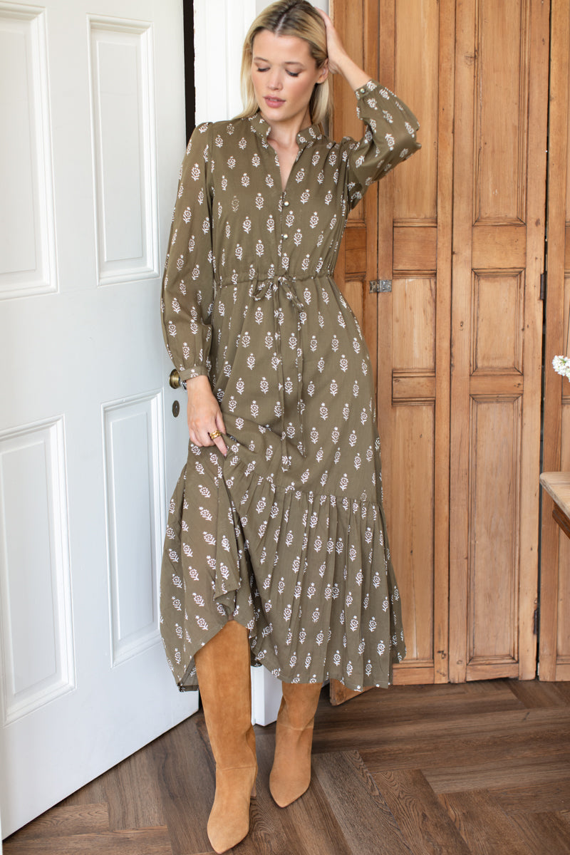 Frances 3 Dress - Marguerite 2 Gothic Olive Organic