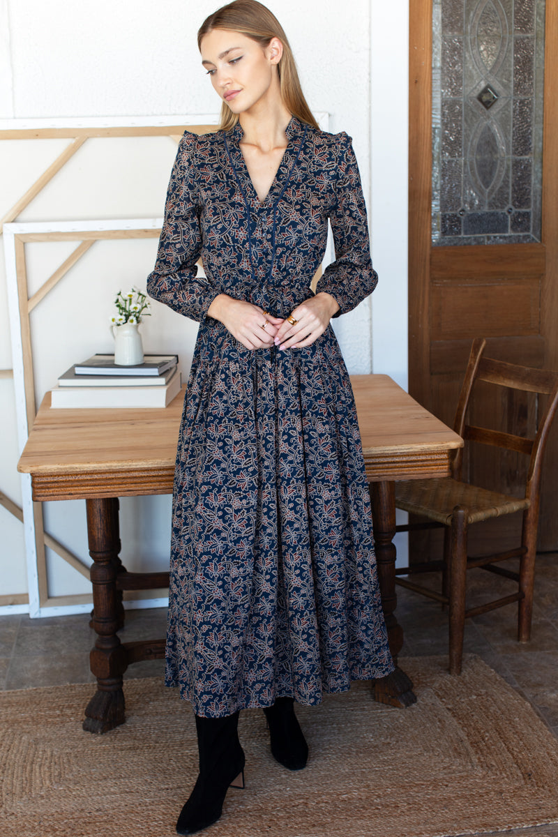 Frances 4 Basque Dress - Artisan Flower Vines Organic