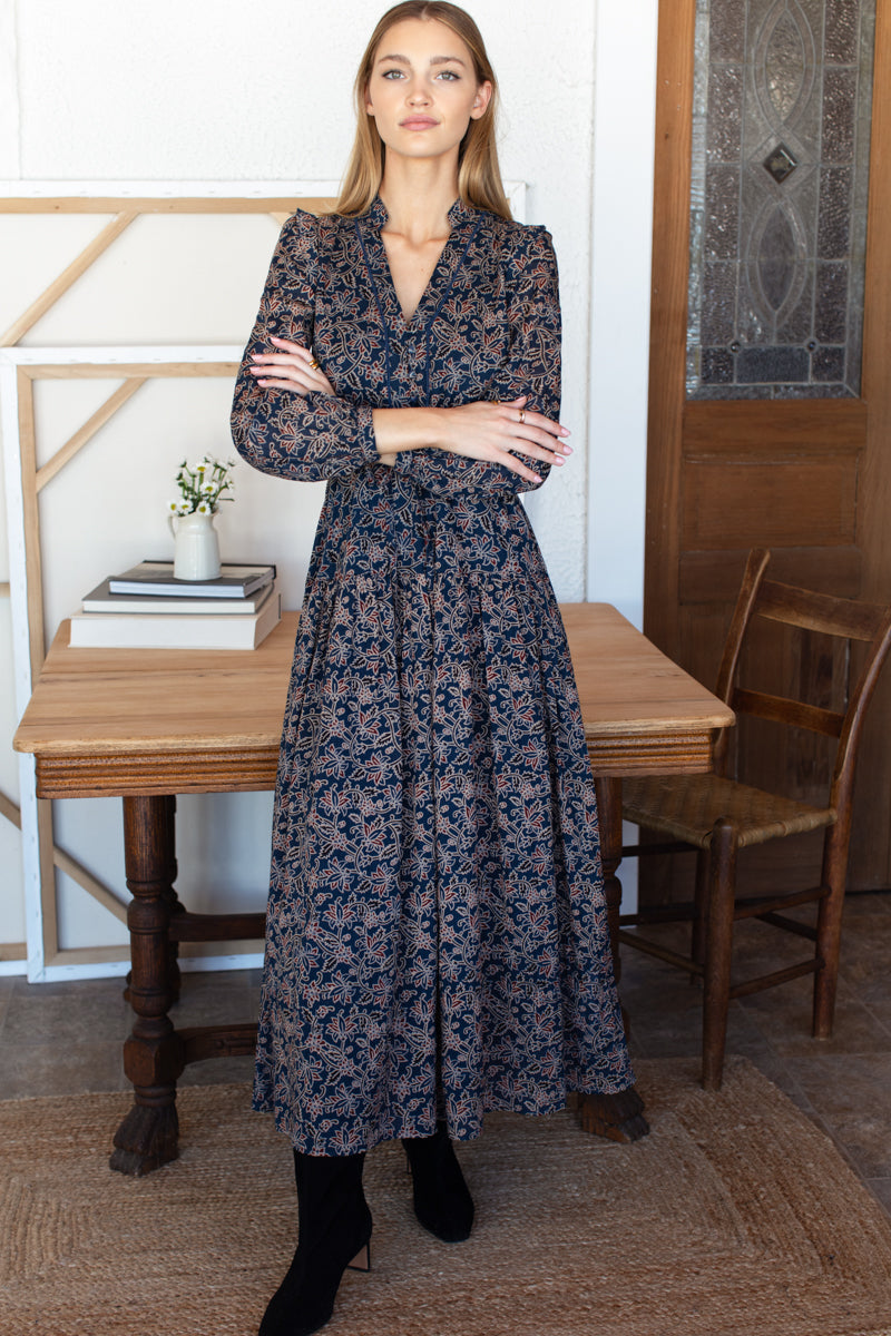 Frances 4 Basque Dress - Artisan Flower Vines Organic