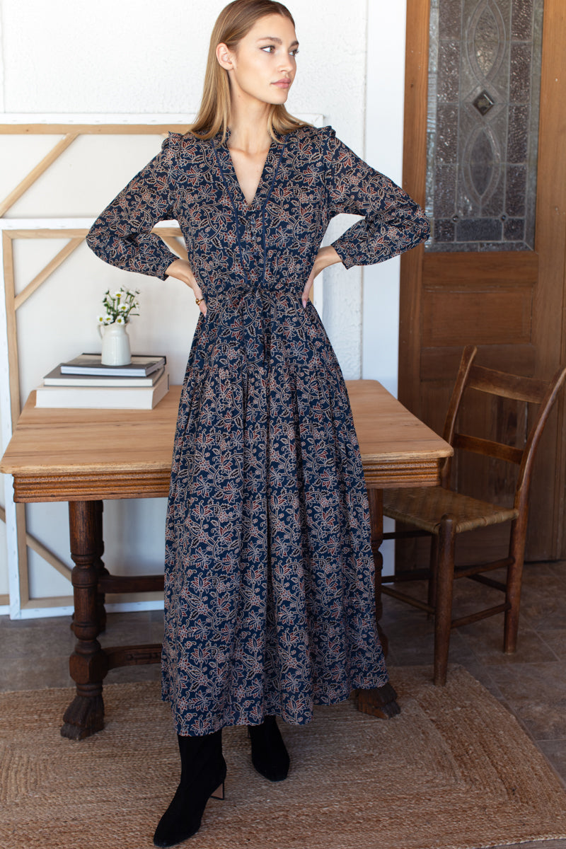 Frances 4 Basque Dress - Artisan Flower Vines Organic