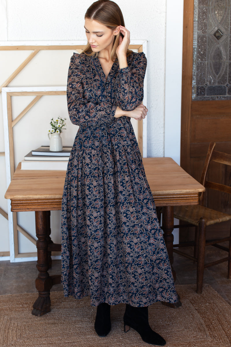 Frances 4 Basque Dress - Artisan Flower Vines Organic