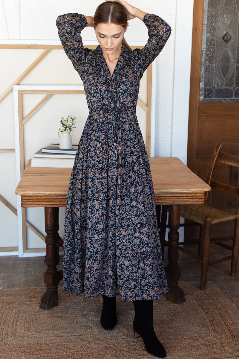 Frances 4 Basque Dress - Artisan Flower Vines Organic