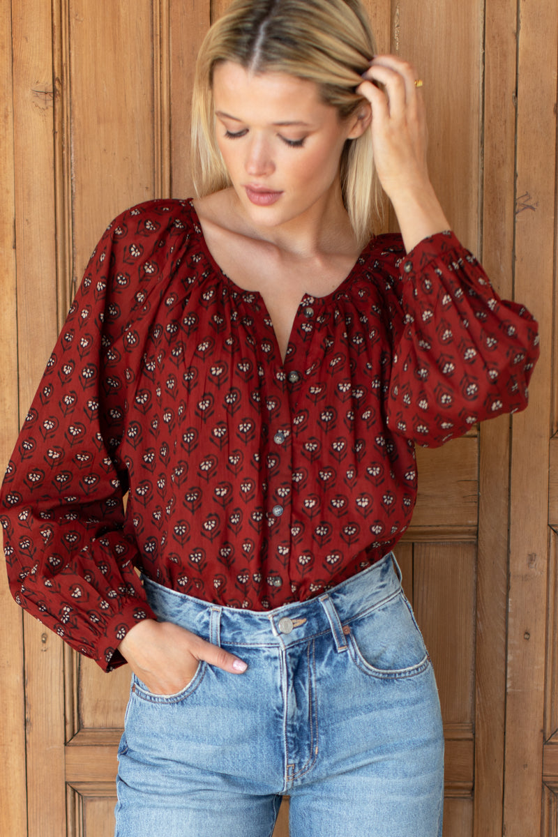 Frances Blouse - Lantern Flower Rouge