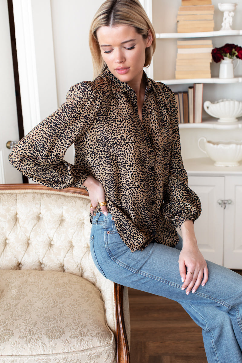 Frankie Blouse - Little Cheetah Silk