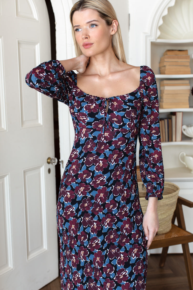 Franny Bias Dress 2 - Wilders Flowers Merlot