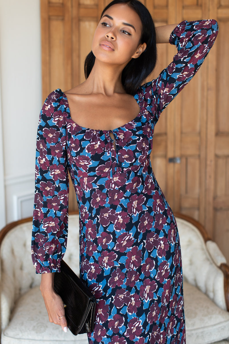 Franny Bias Dress 2 - Wilders Flowers Merlot