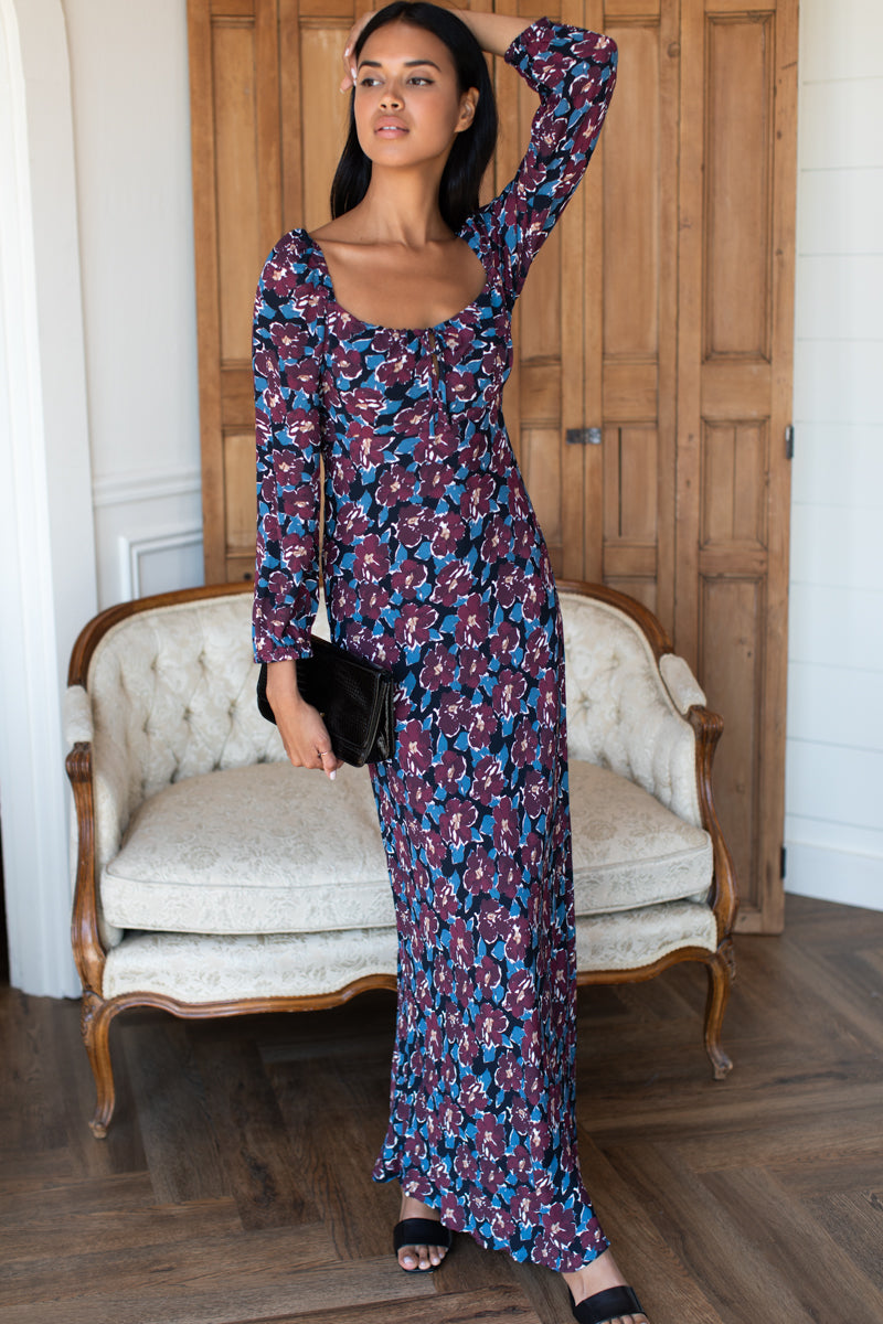 Franny Bias Dress 2 - Wilders Flowers Merlot