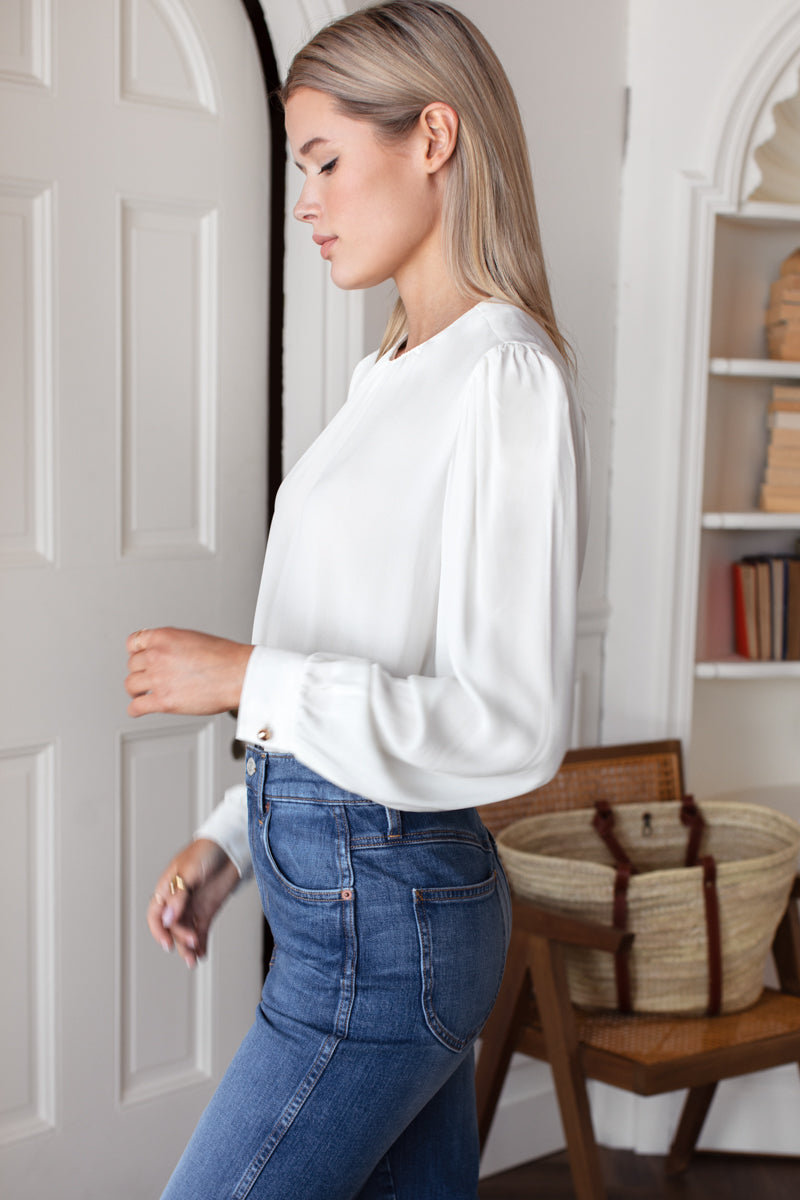 Gathered Neckline Top - Star White