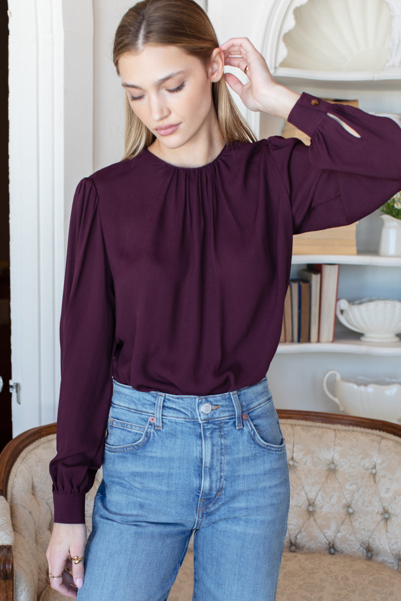 Gathered Neckline Top - Winetasting