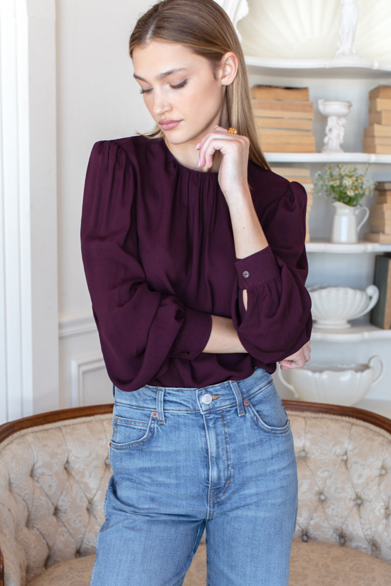 Gathered Neckline Top - Winetasting