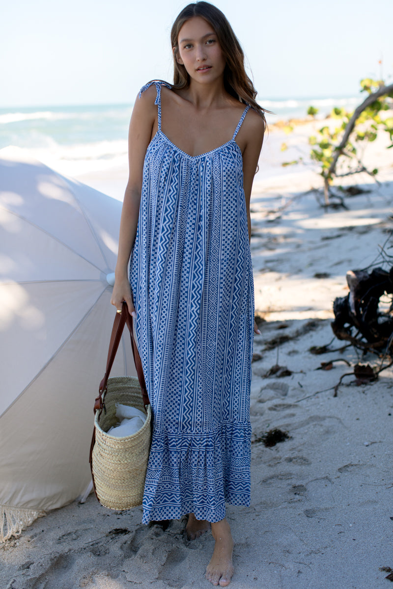 India Shirtdress - Greek Key Organic