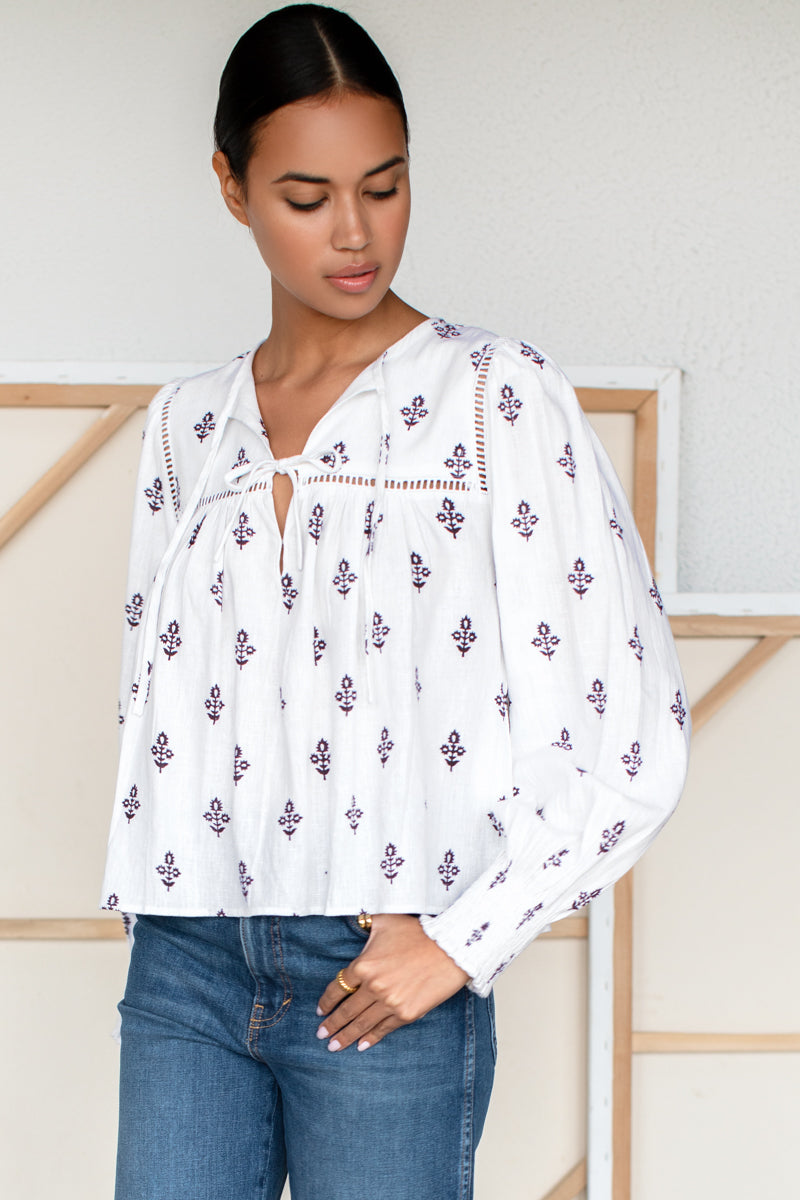 Isla Longsleeve Top 2 - Daughters 2 Blackberry Wine Linen