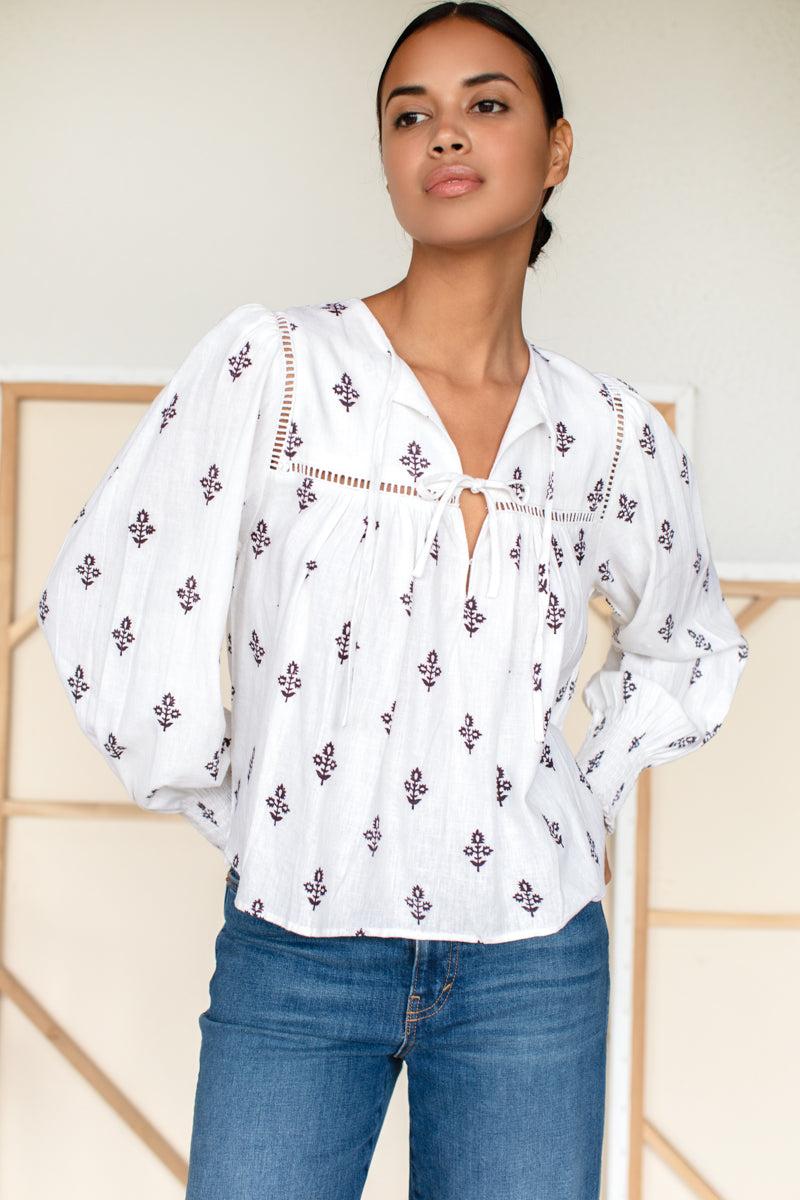 Isla Longsleeve Top 2 - Daughters 2 Blackberry Wine Linen