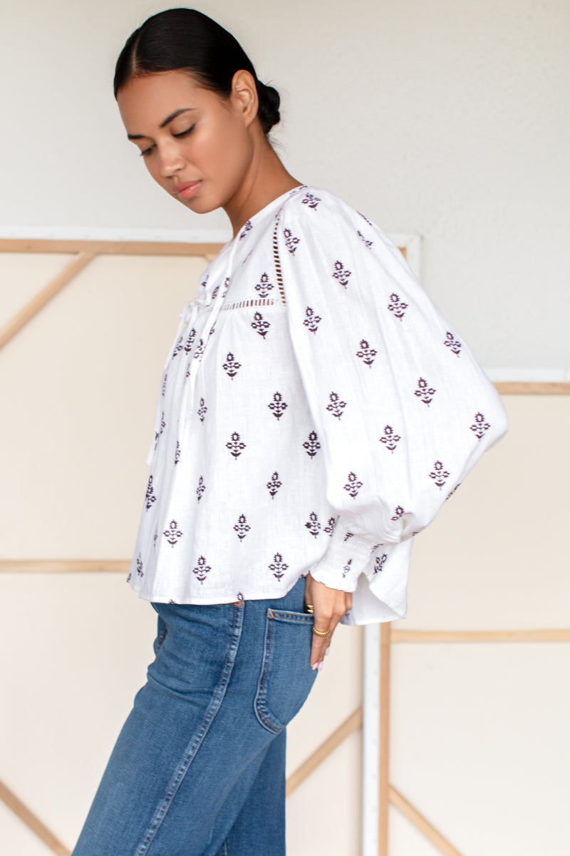 Isla Longsleeve Top 2 - Daughters 2 Blackberry Wine Linen