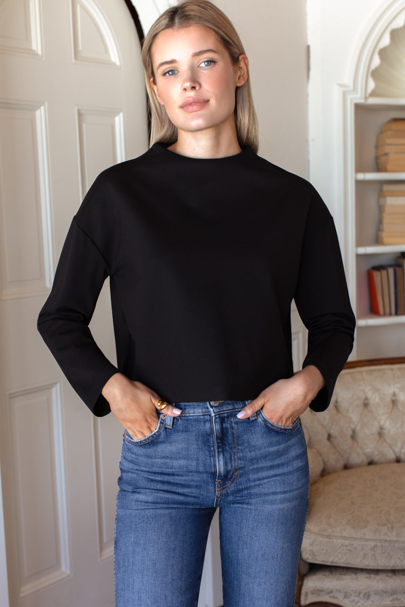 Jewel Neck Top - Black