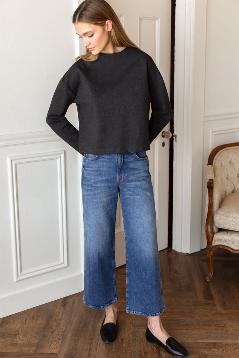 Jewel Neck Top - Charcoal