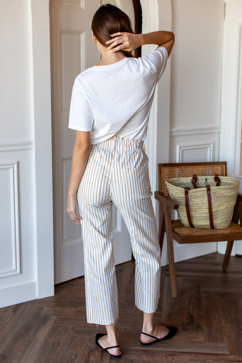 Johnny Sailor Pant - Almond Sand Stripe