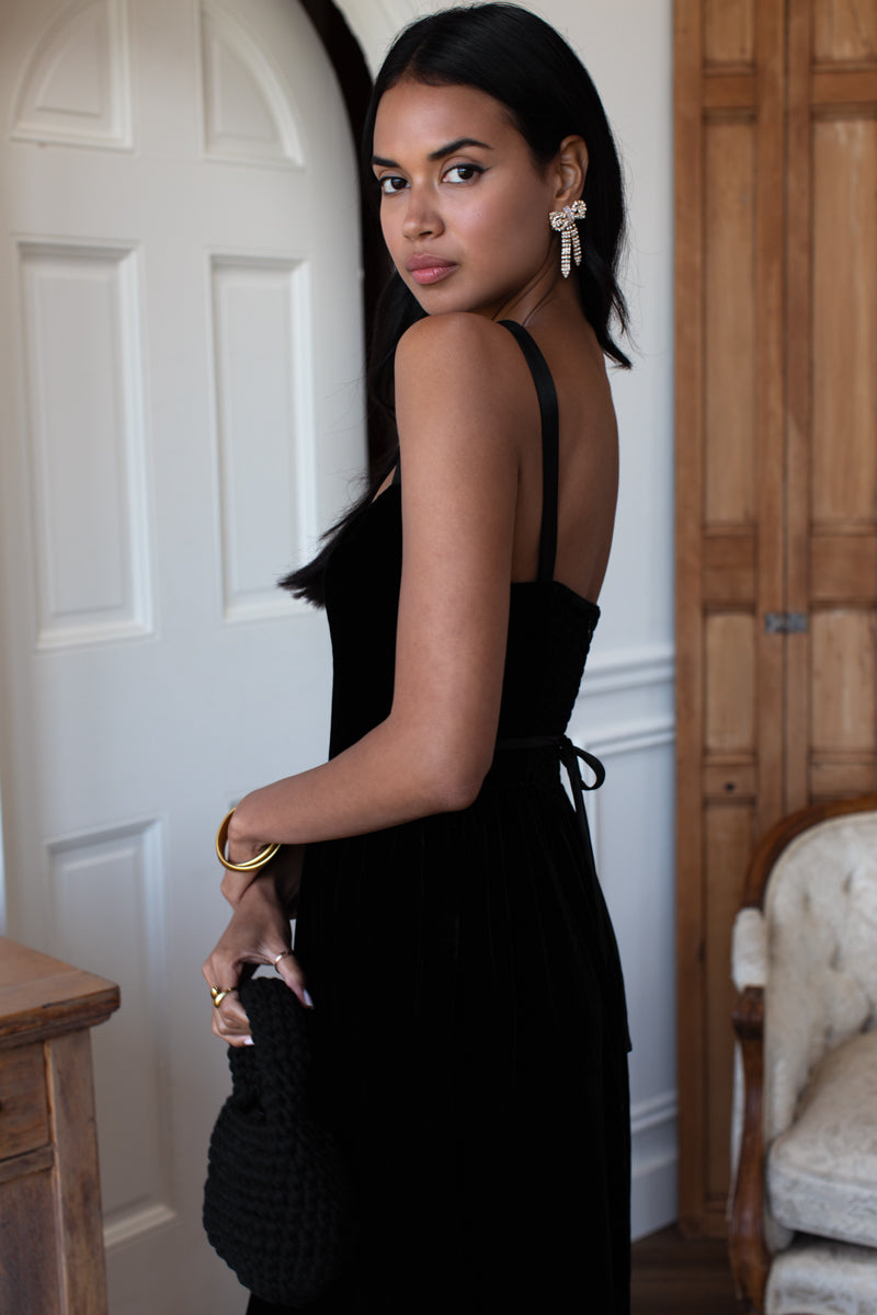 Jour Maxi Dress - Black Silk Velvet