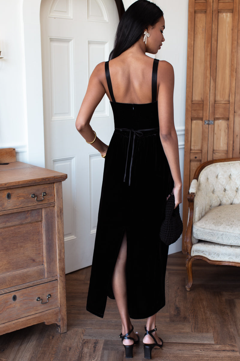 Jour Maxi Dress - Black Silk Velvet