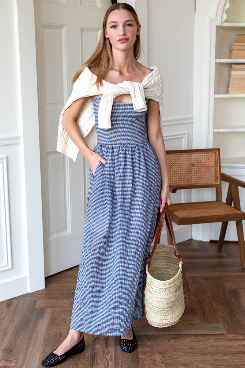 Jour Maxi Dress - Navy Gingham