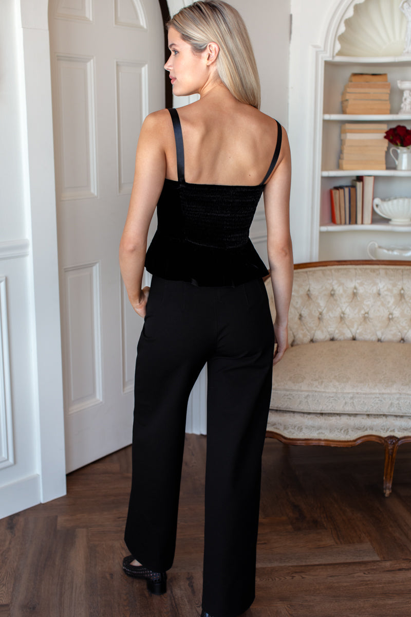Jour Peplum Top - Black Velvet