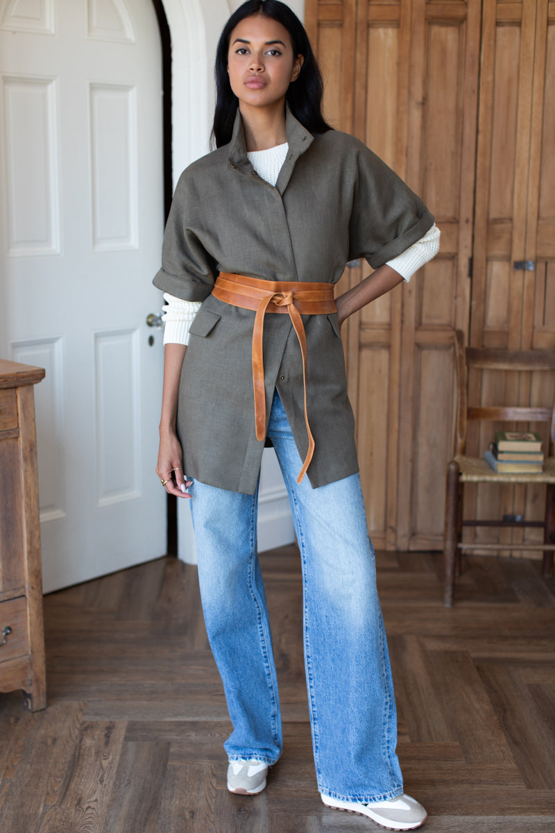 Layering Jacket - Army Green Linen