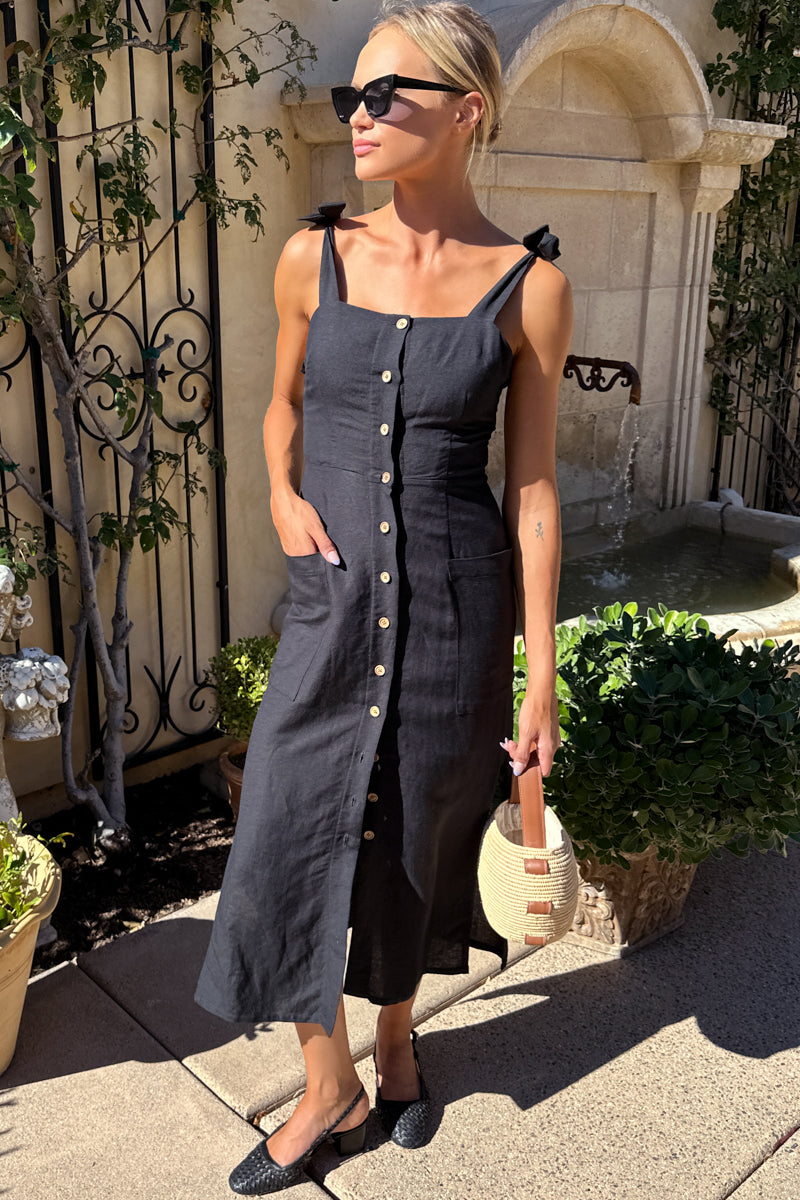 Lillian Dress - Black Linen