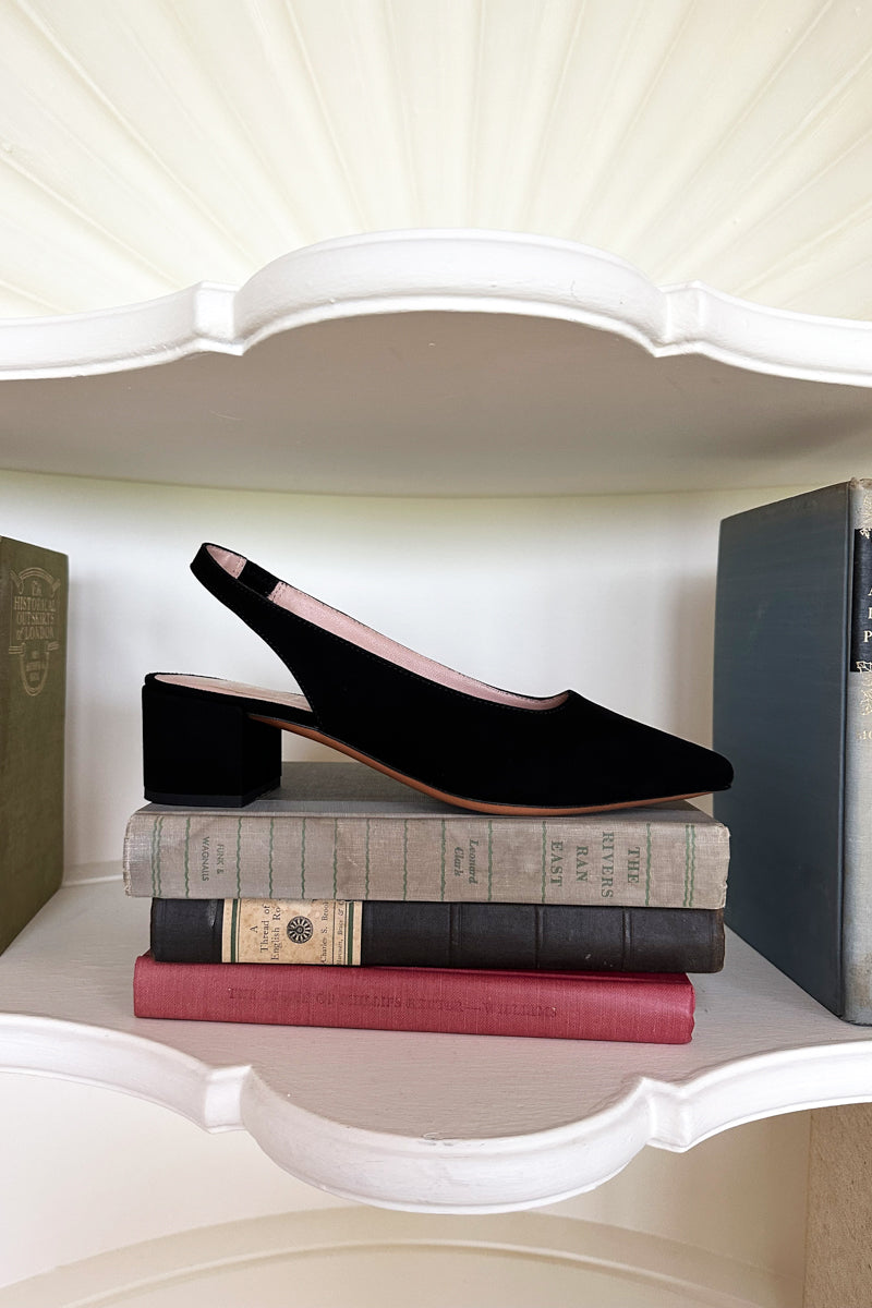 Lou Walking Slingback - Black Suede