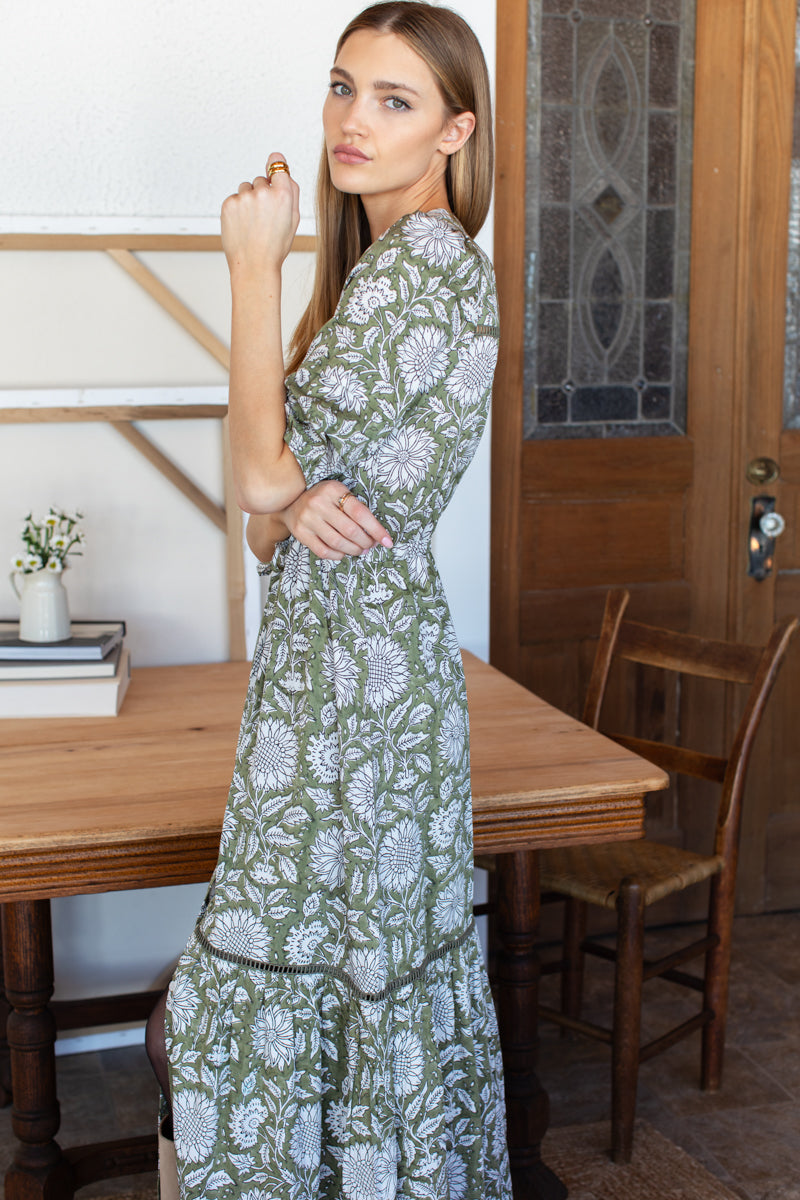 Lucy 4 Short Sleeve Dress - Arles Gothic Olive