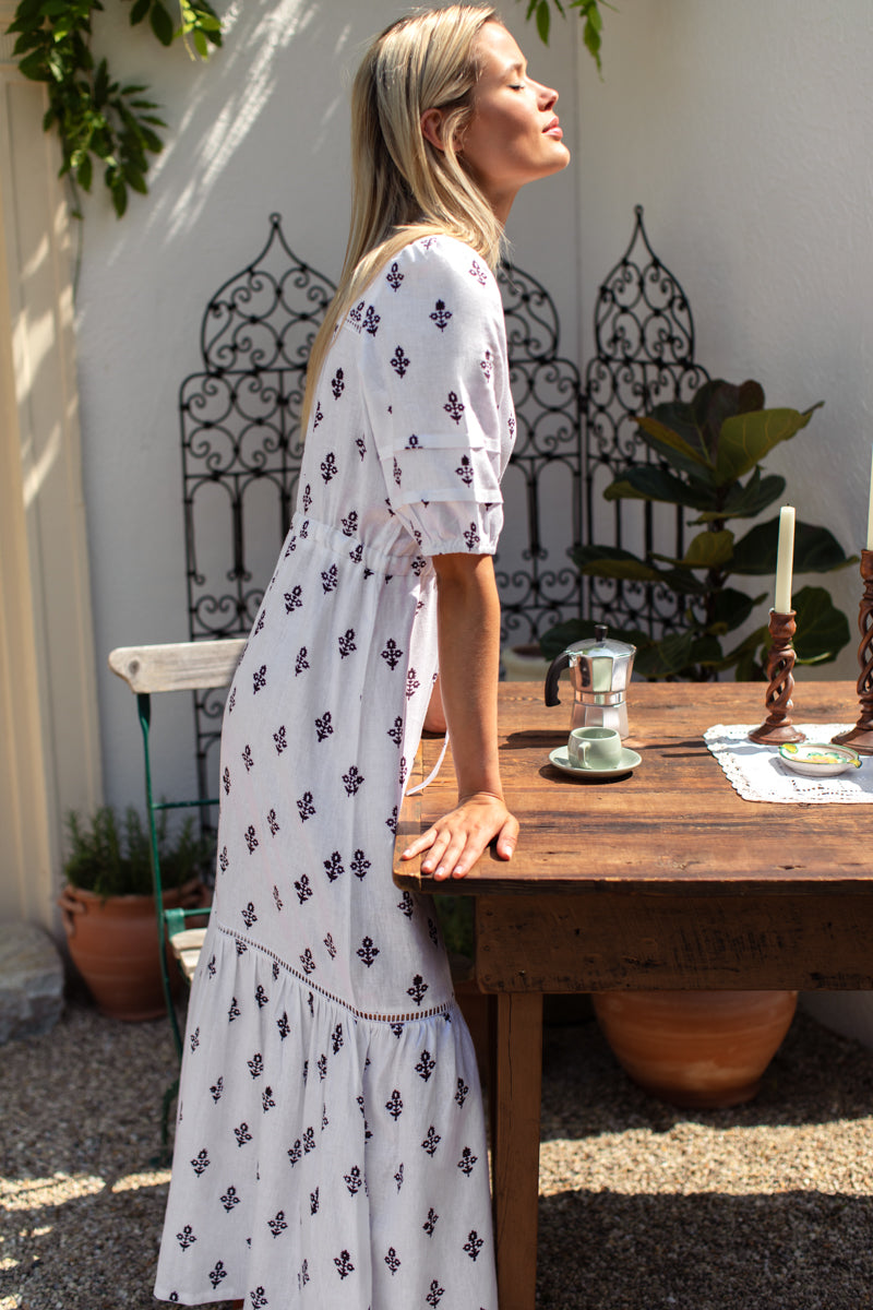 Lucy 4 Short Sleeve Dress - Daughters 2 Blackberry Wine Linen