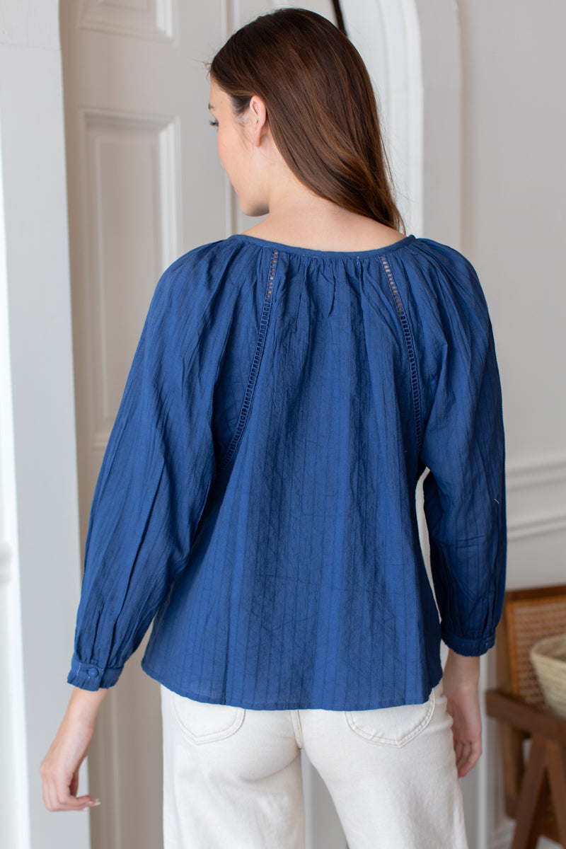 Lucy Heirloom Blouse - Blue Indigo