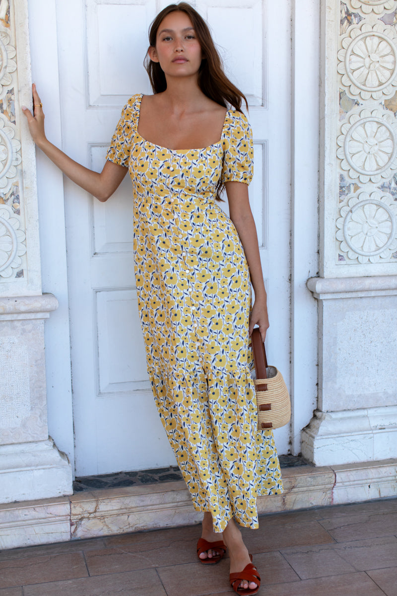 Luie Maxi Dress - Sharon's Flower Gold