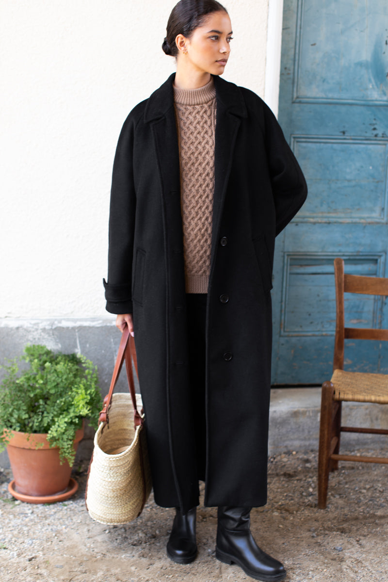 Maxi Overcoat - Black Wool