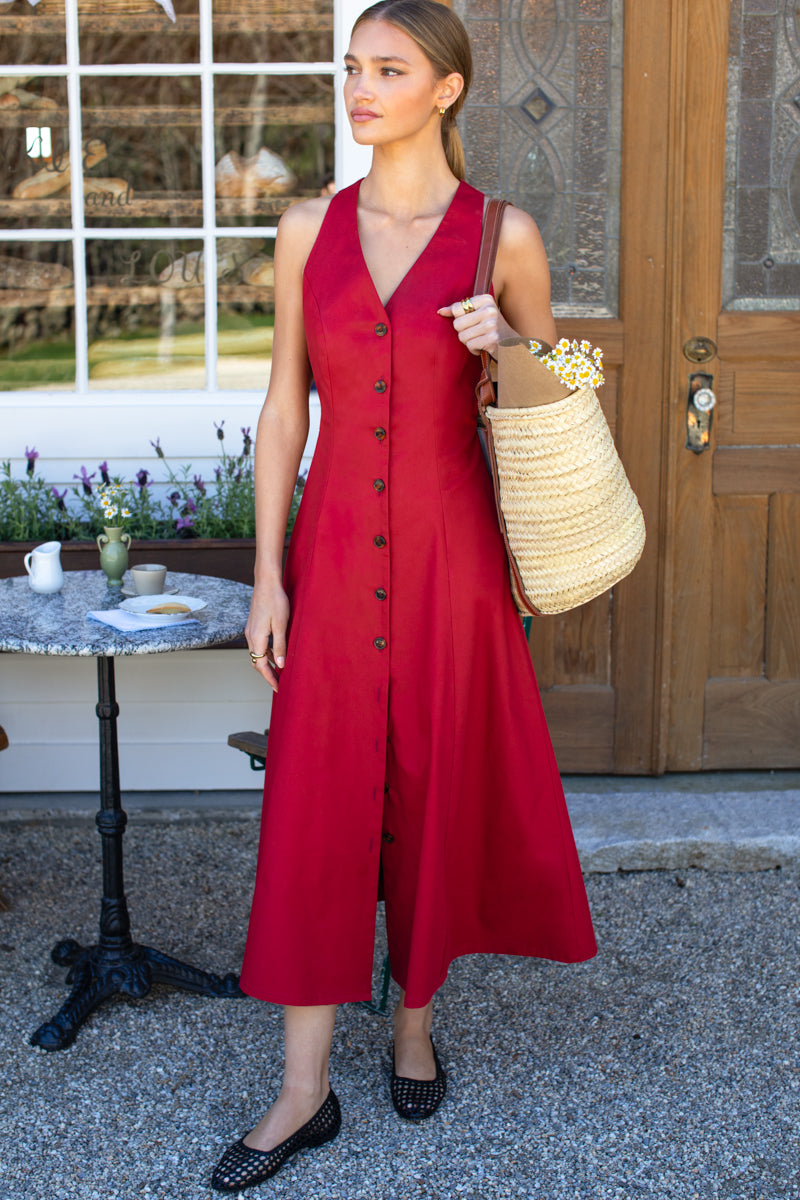 Organic Cafe Dress - Lipstick
