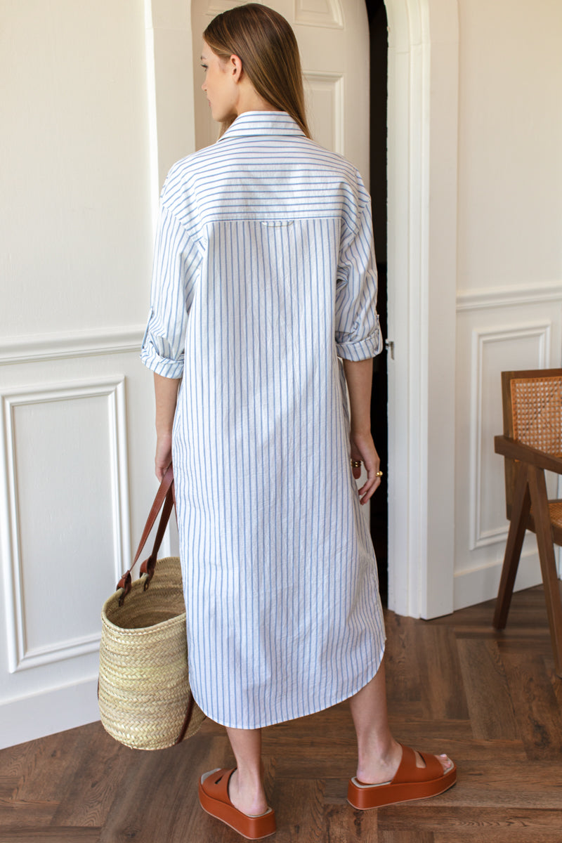 Oversize Pocket Shirtdress - Atlantic Stripe