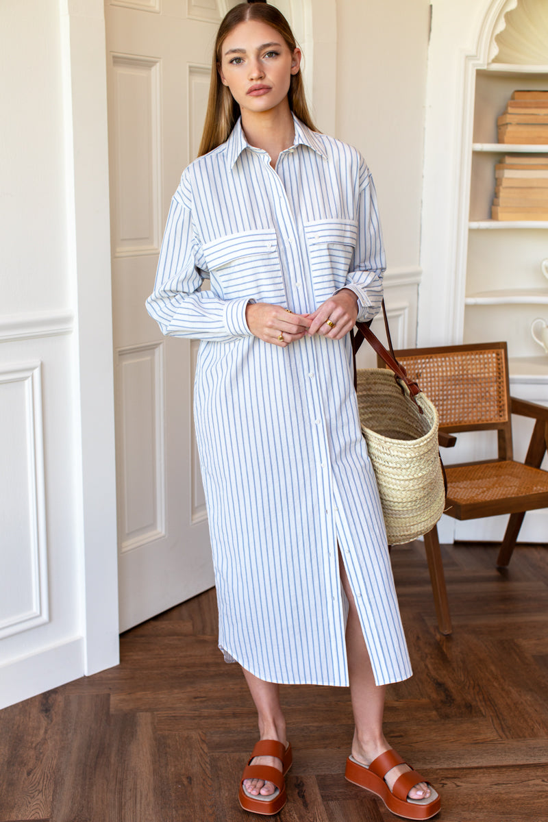 Oversize Pocket Shirtdress - Atlantic Stripe