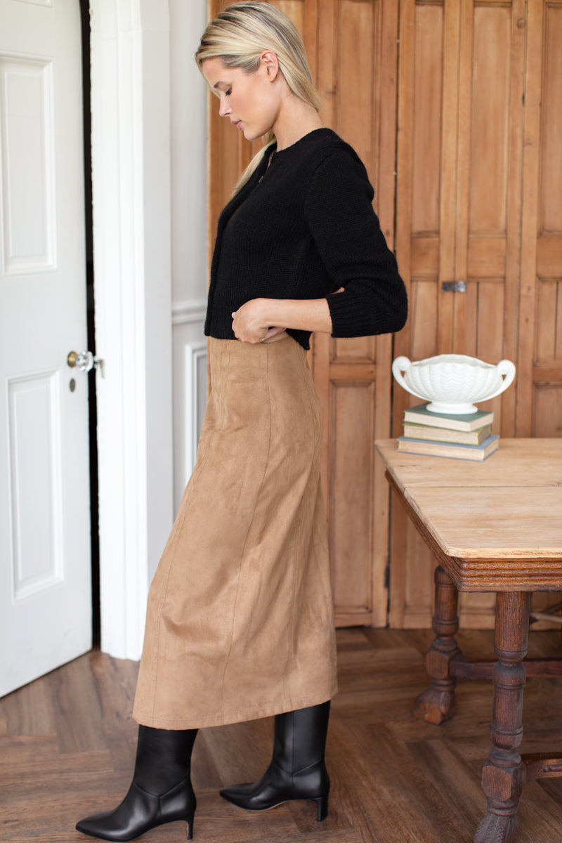 Pencil Skirt - Cocoa Suede