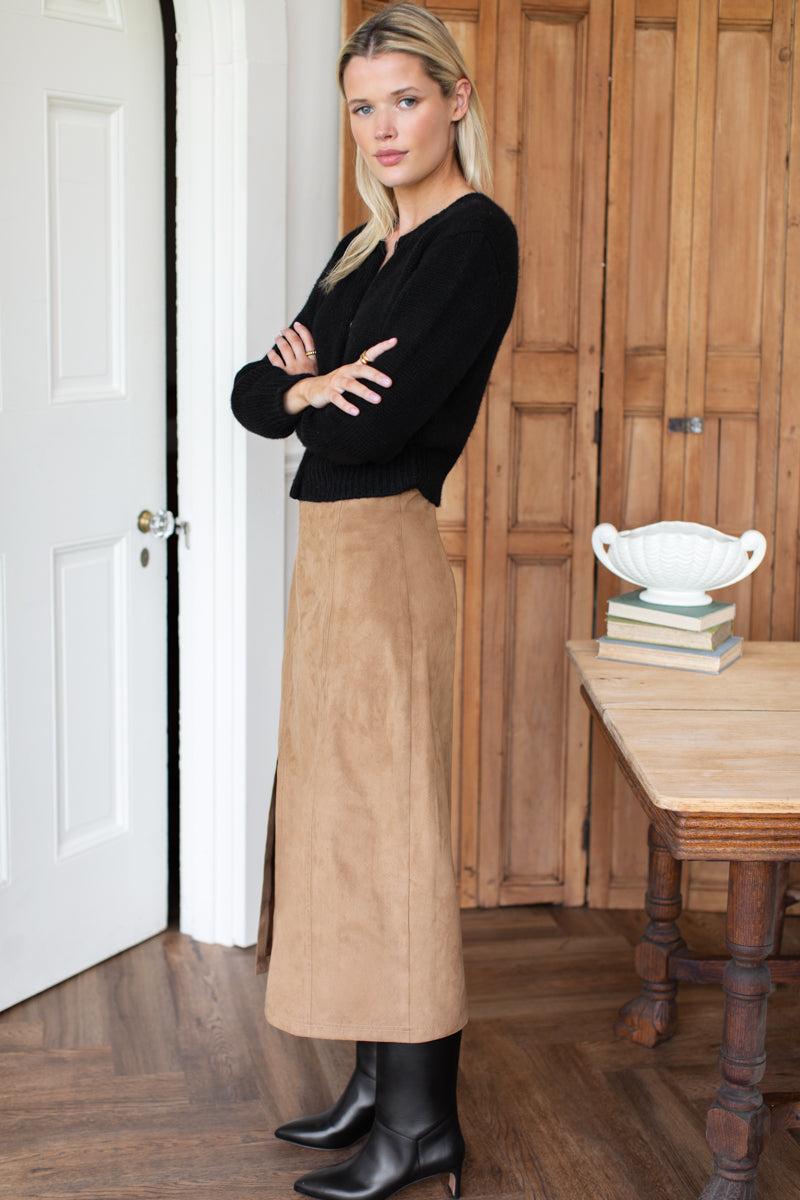 Pencil Skirt - Cocoa Suede