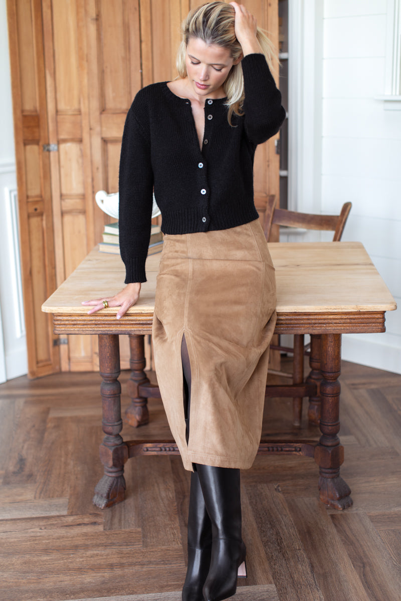 Pencil Skirt - Cocoa Suede