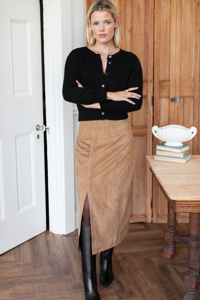 Pencil Skirt - Cocoa Suede
