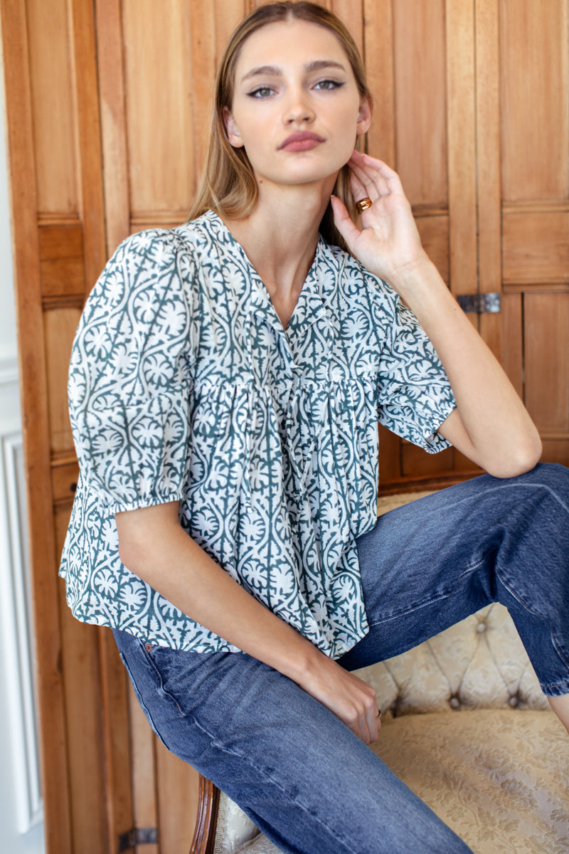 Puff Isla Top - Etoile Vine Forest Organic