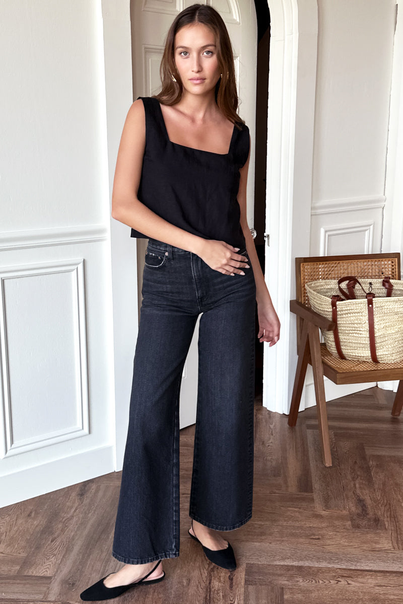 Roma Top 2 - Black Linen